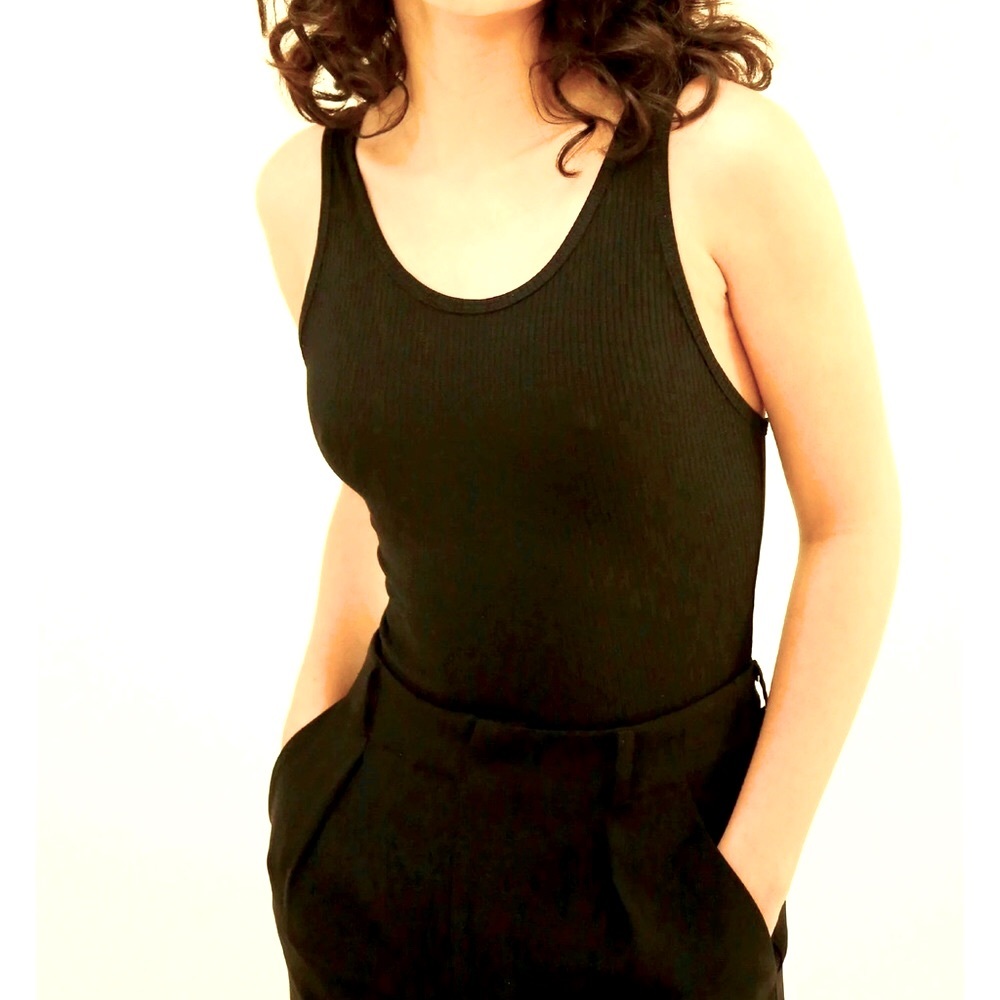NWT-Black Ribbed Bodysuit - Picture 2 of 6